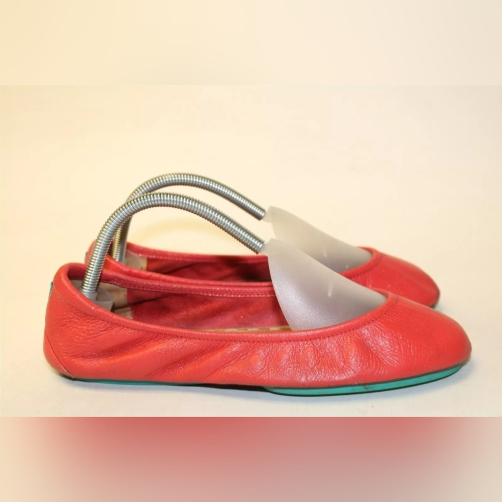 Tieks Coral Red Leather The Ballet Flat Chic Comfort Travel Shoes 9 EUC 👀 - Picture 12 of 16